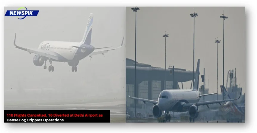 118 flights cancelled 16 diverted at delhi airport