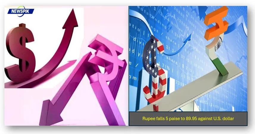 Rupee falls 5 paise to 89. 95 against u. S. Dollar