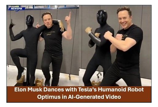 Elon musk dances with tesla’s humanoid robot