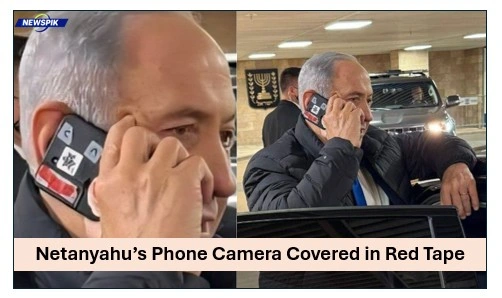 Netanyahu’s Phone Camera Covered In Red Tape 1 Netanyahu’s phone camera covered in red tape
