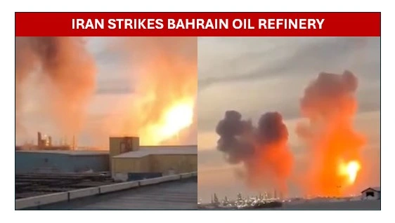Iran bombs oil refinery in bahrain 
