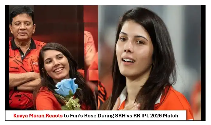 Kavya maran react as fan gives her a rose during srh vs rr ipl