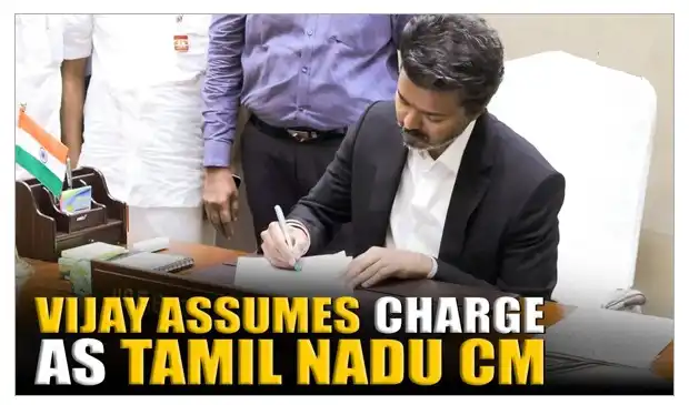 Vijay takes charge as tamil nadu’s new chief minister